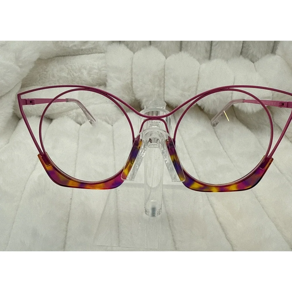 ZEELOOL Cat Eye Pink Full Rim Eyeglass Frames for Women Colorful bottom frame